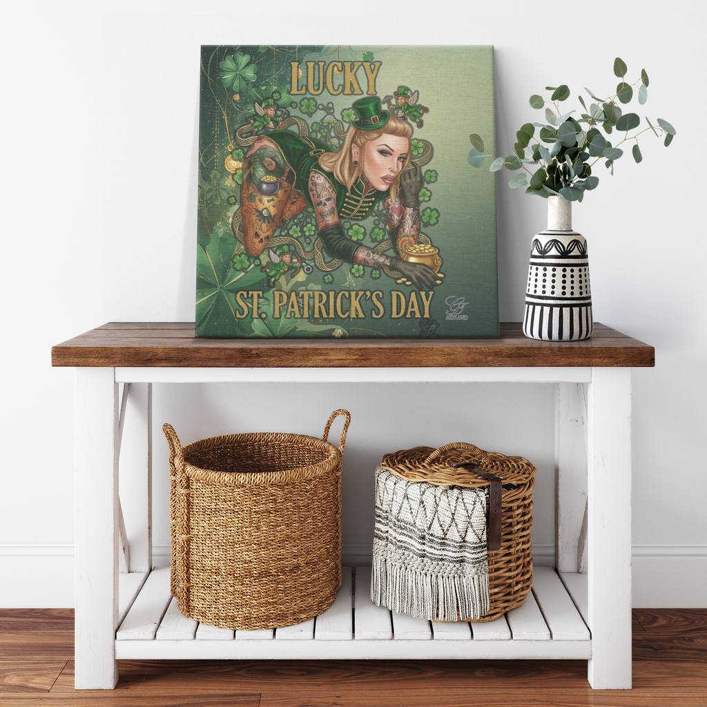 Lucky St. Patrick's Day Sexy Vixen Irish Model Canvas Wrap by GT Artland