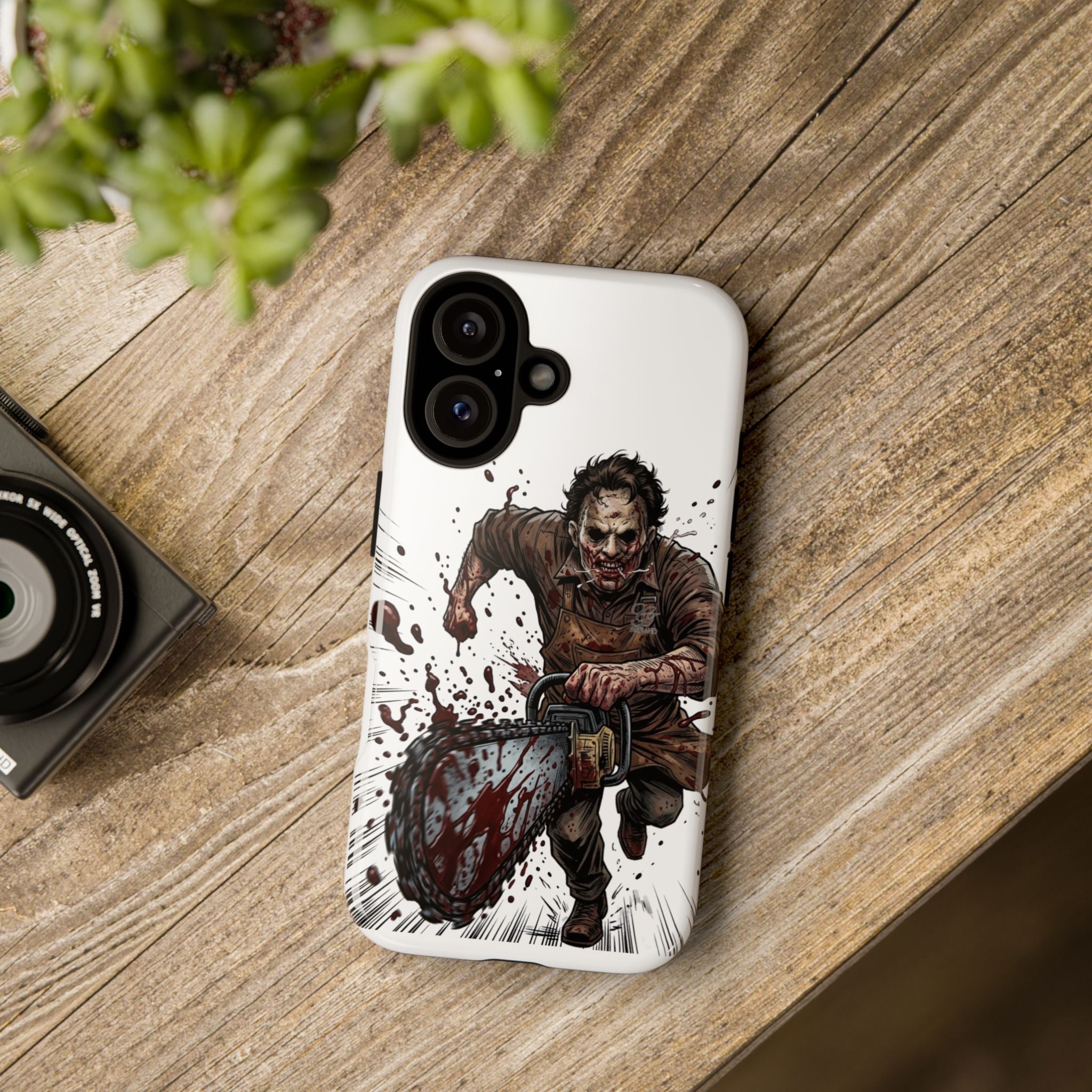 Chainsaw Killer Horror Illustration phone case | iPhone Samsung protective case by GT Artland