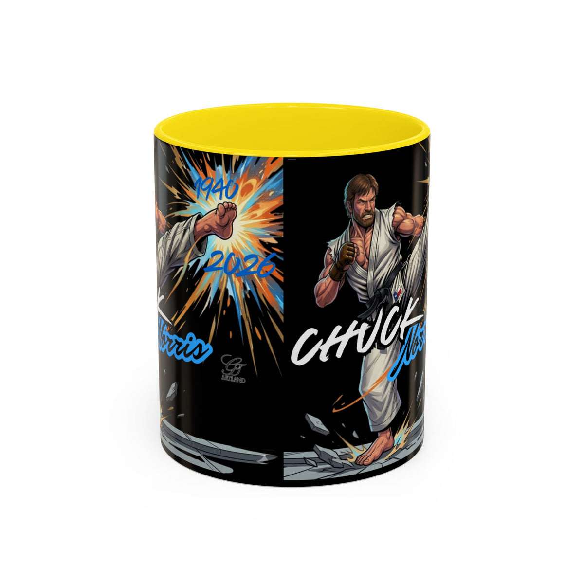 Norris Martial Artist Kick Mug | Black Accent Coffee Cup