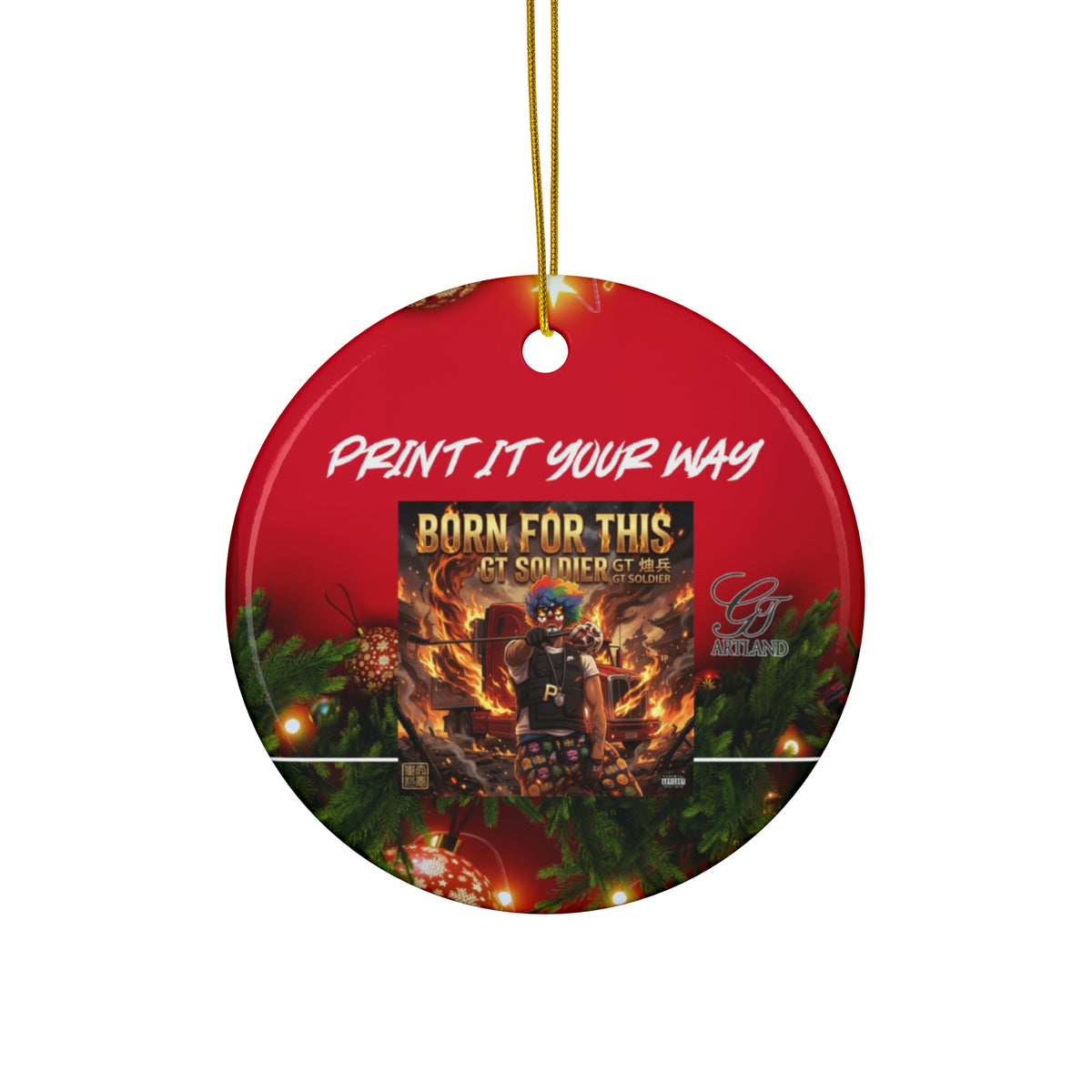 Ceramic Ornament - "Print It Your Way" Custom Round Holiday Keepsake by GT Artland