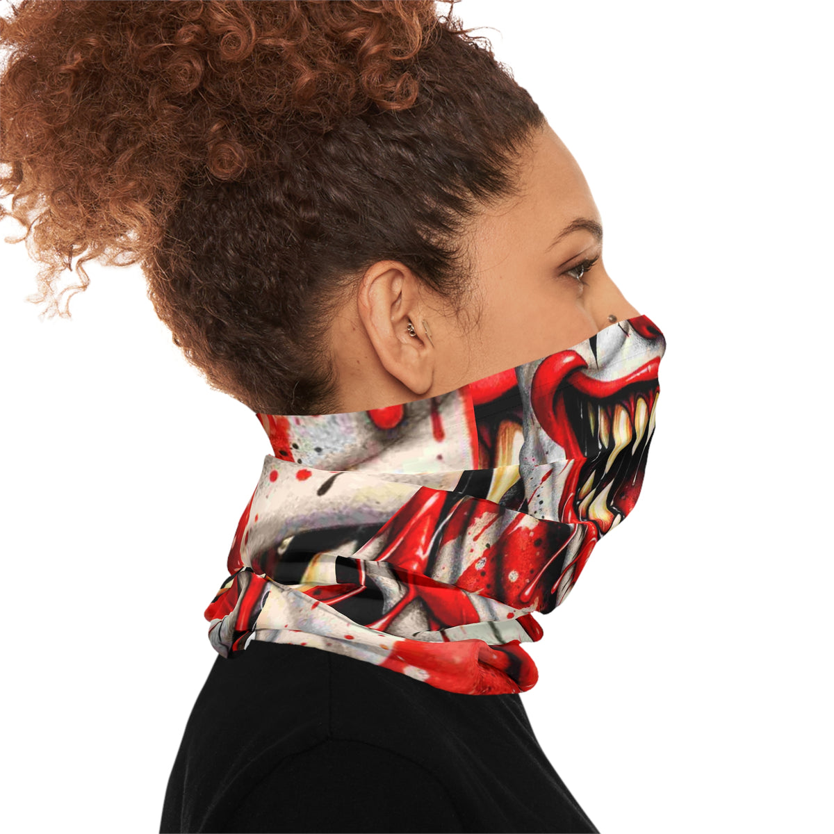Bloody Clown Face Smile Lightweight Neck Gaiter | Horror Mask, Creepy Circus by GT Artland