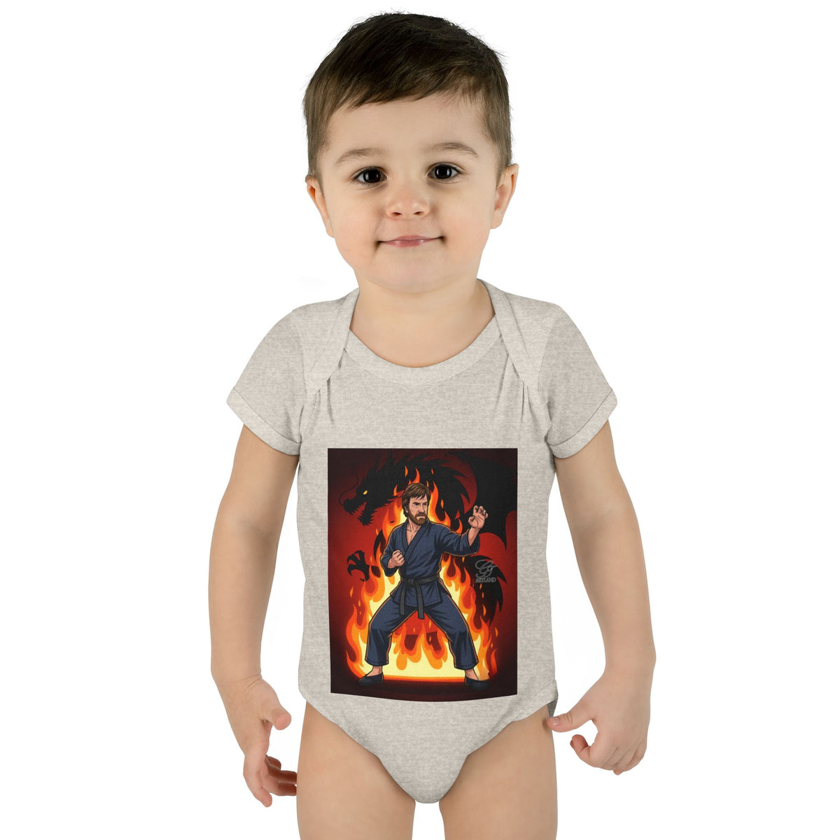 Flame Ninja Infant Bodysuit | Dragon Fire Martial Arts Baby Onesie