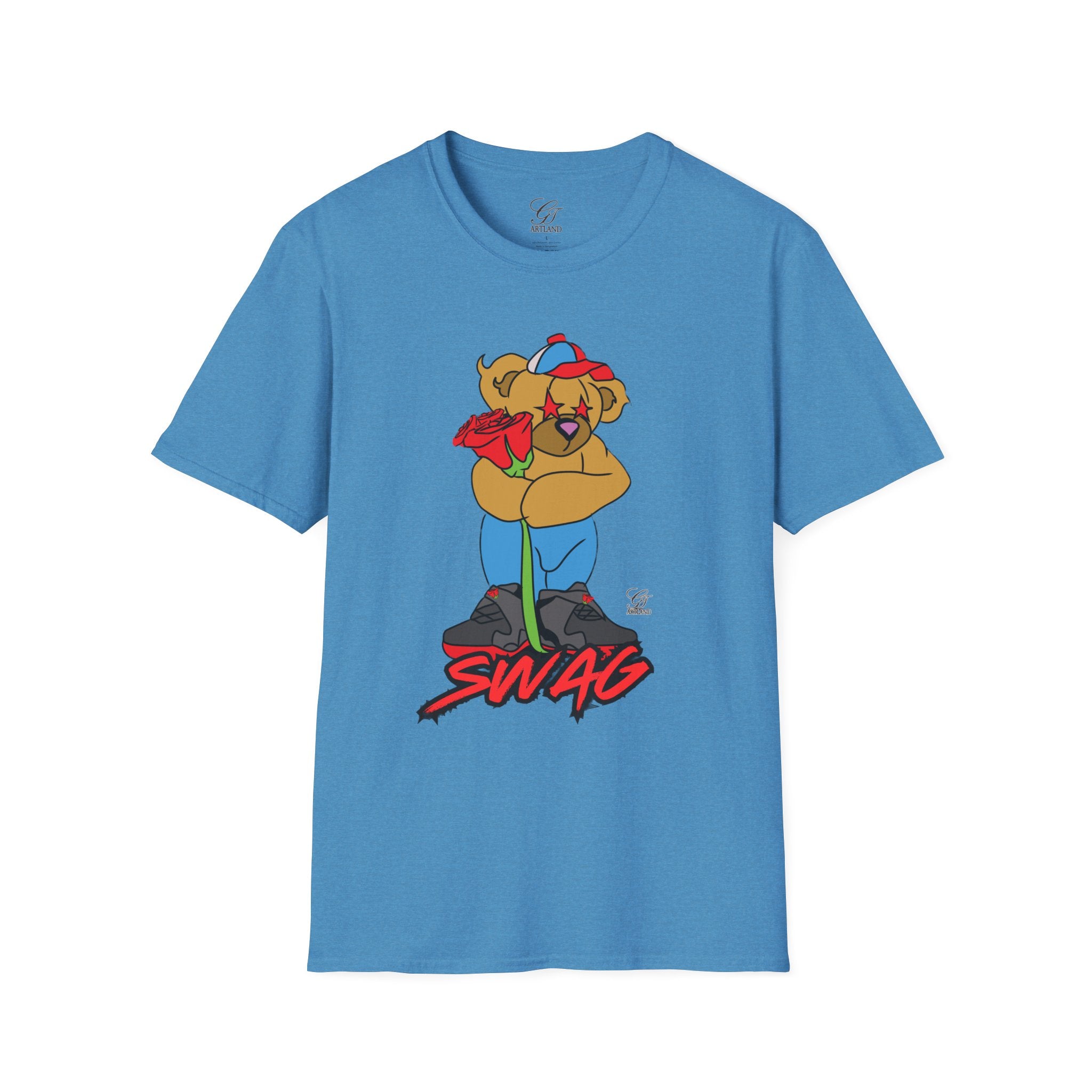 Cartoon Bear with Swag Graphic T-Shirt - Tee
