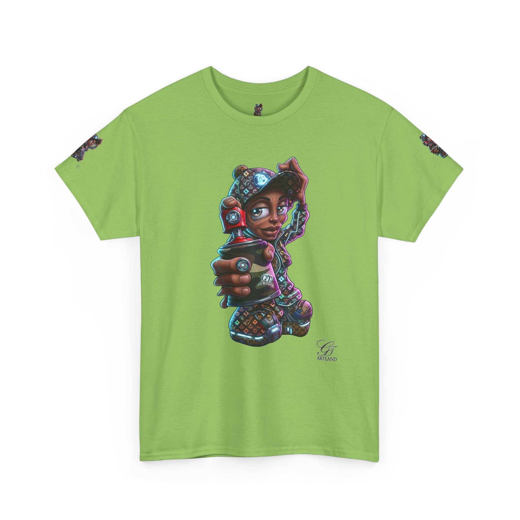 Ebony Futuristic Urban Spray Can Kid Gamer Tee - Cute Streetwear Graphic T-Shirt by GT Artland