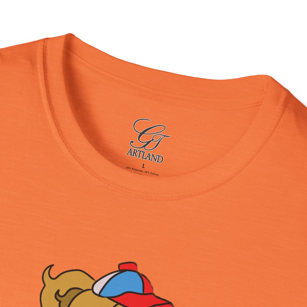 Cartoon Bear with Swag Graphic T-Shirt - Tee
