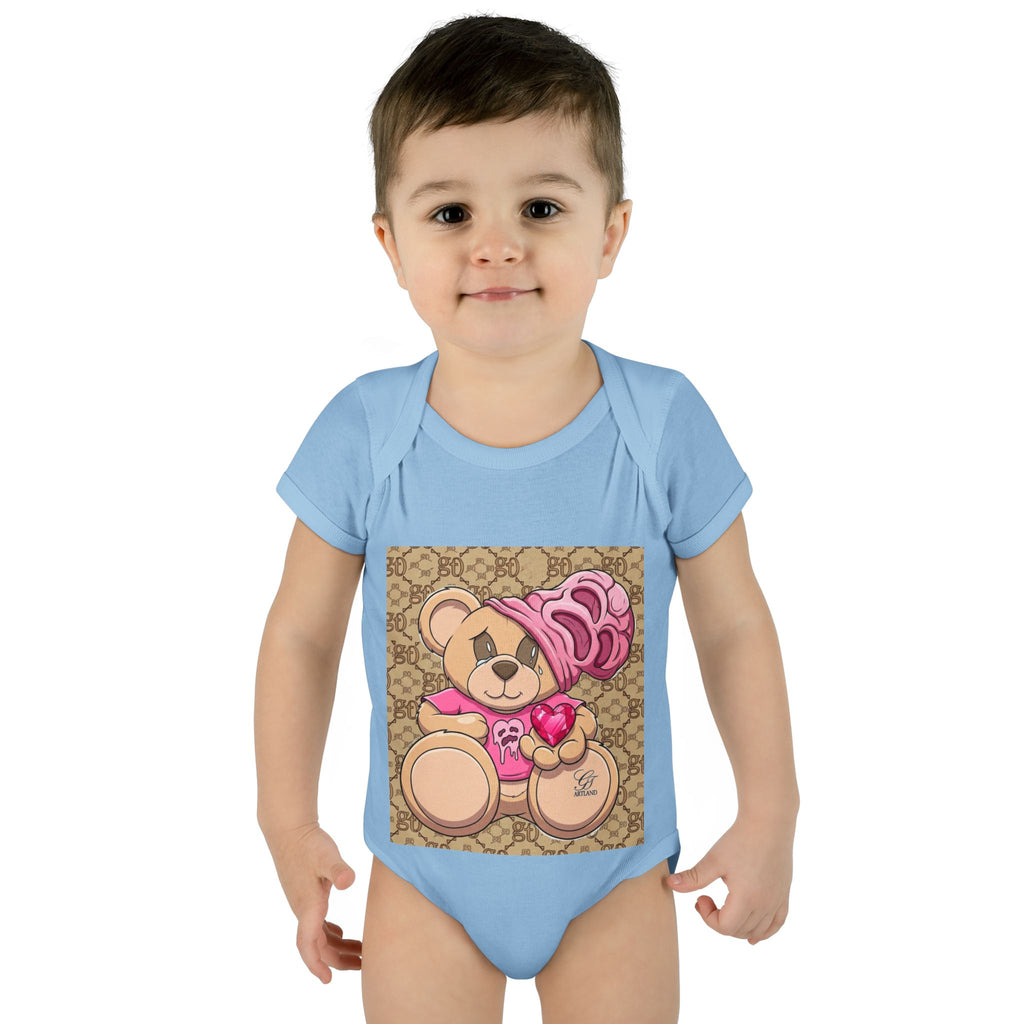 Pink Heart Teddy Bear Infant Bodysuit by GT Artland