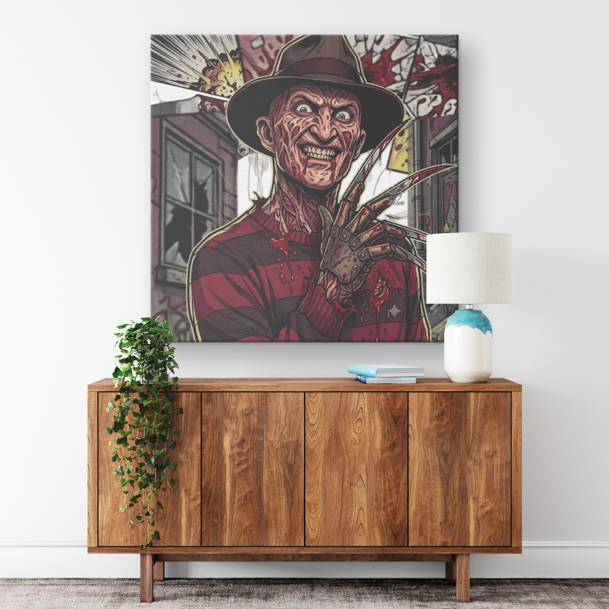 Nightmare Freddy Horror Airbrush Designer Canvas Wrap by GT Artland