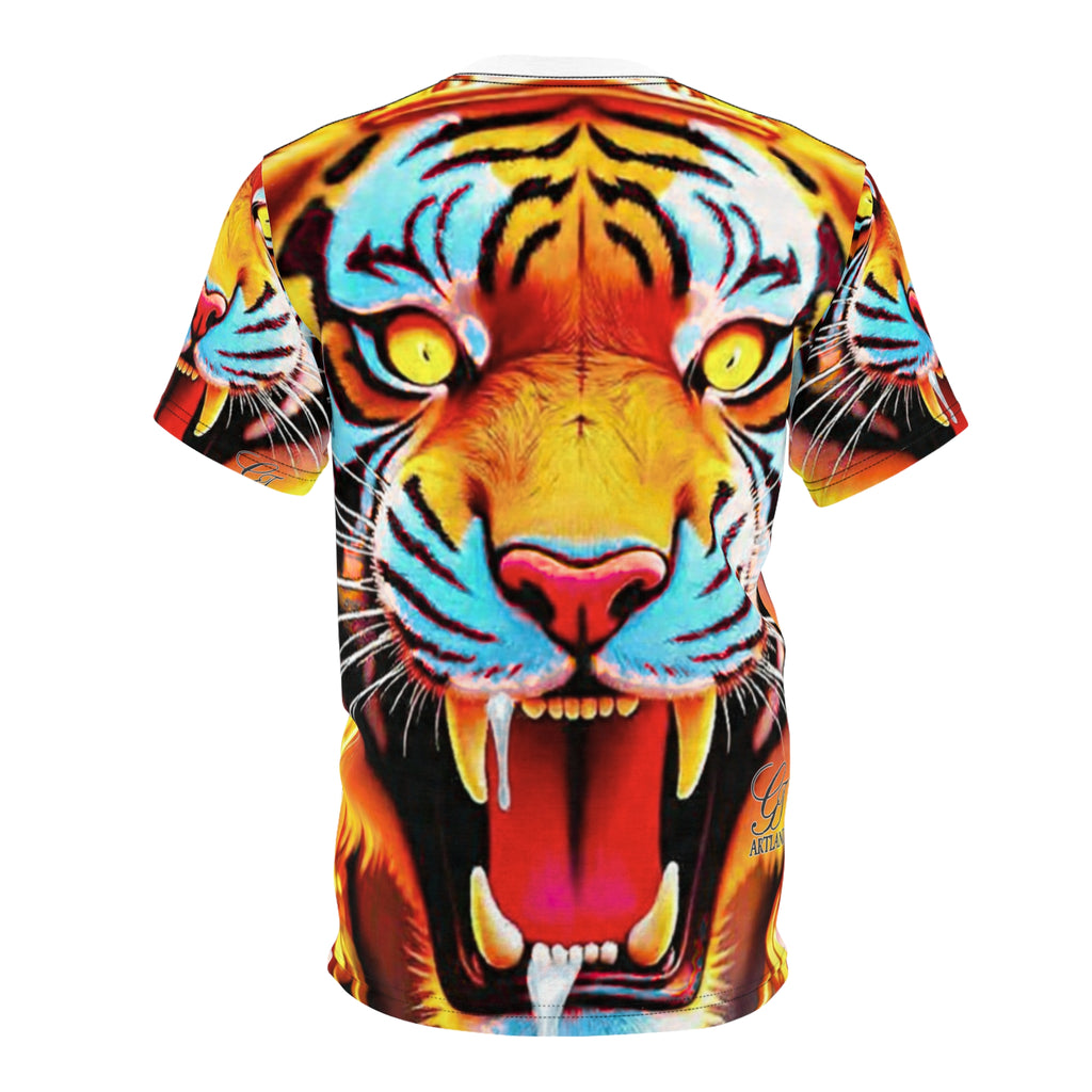 Roaring Neon Tiger Tee | All-Over Print Shirt by GT Artland