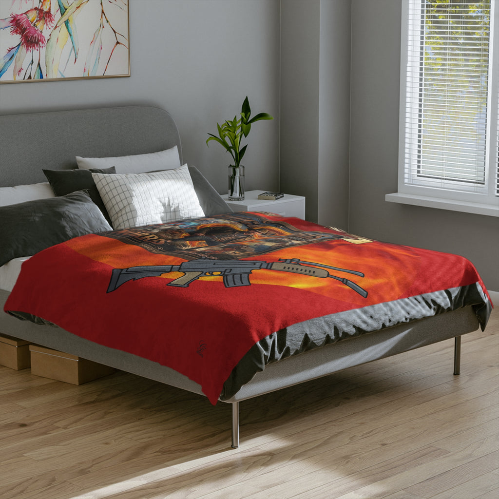 Chuck Norris Western  Velveteen Blanket With Ammunition