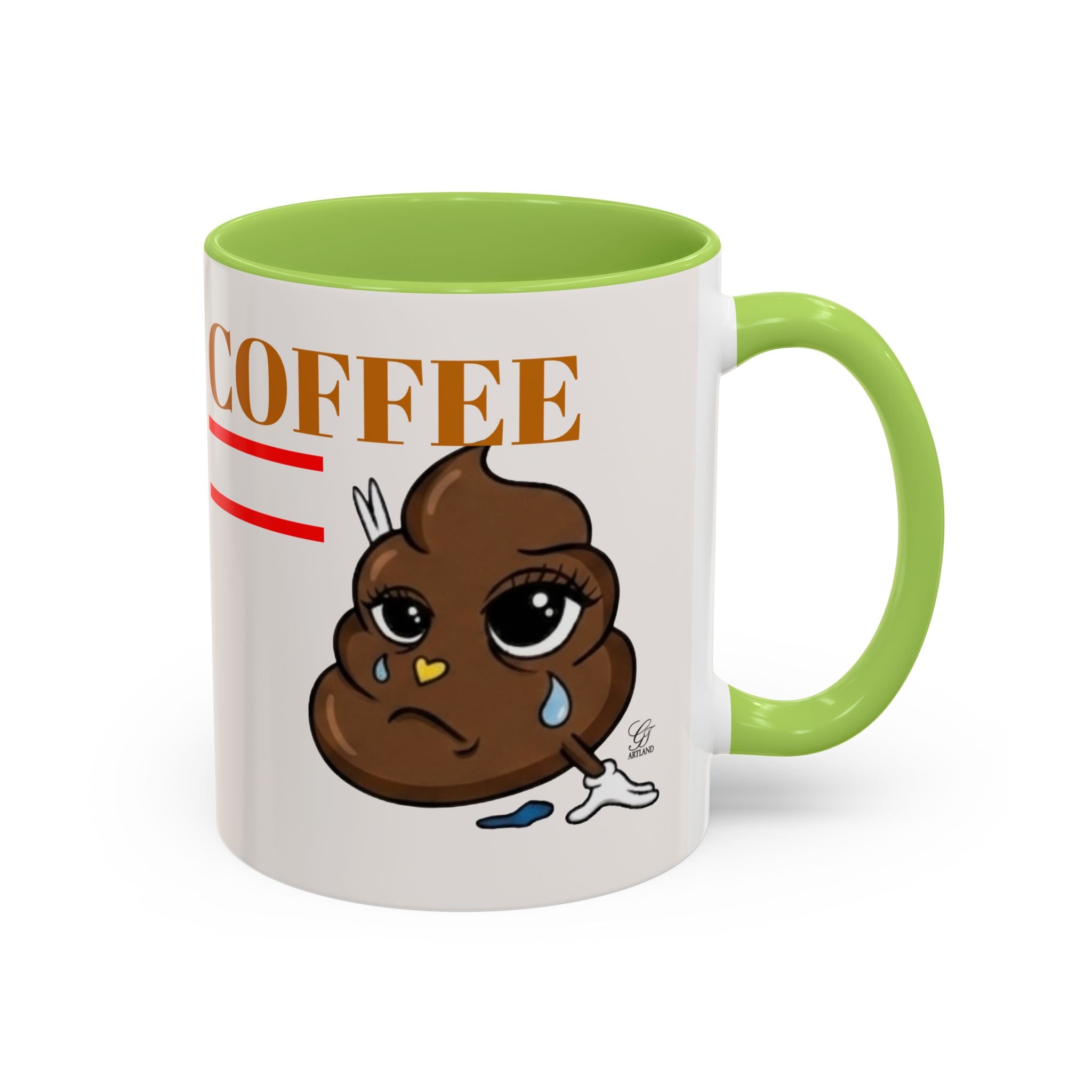 Coffee Mug — Sad Coffee Poop Emoji Designer Toon Accent Mug (11/15oz) by GT Artland