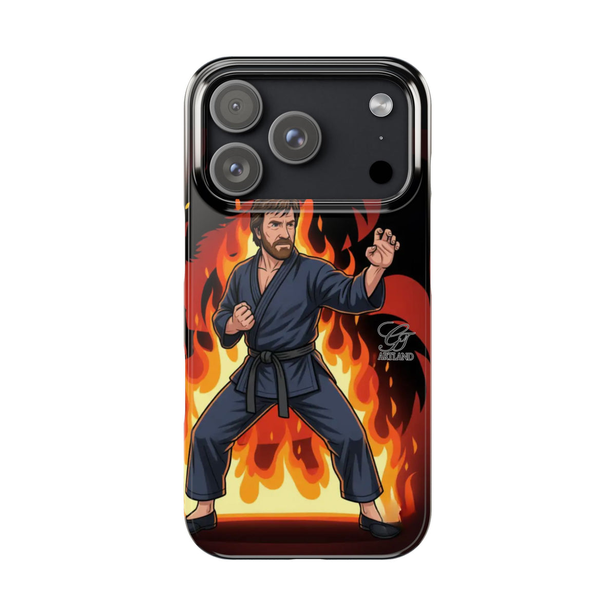 Martial Artist Illustration Slim Phone Case | Karate Fighter Flames by GT Artland