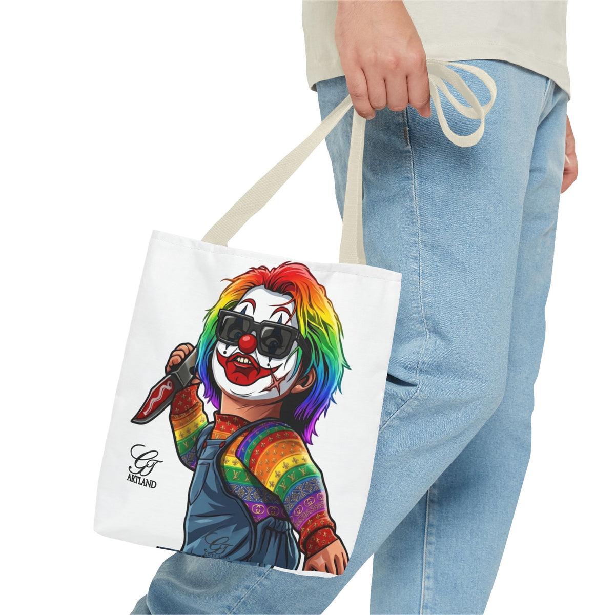 Rainbow Slasher Horror Tote Bag by GT Artland