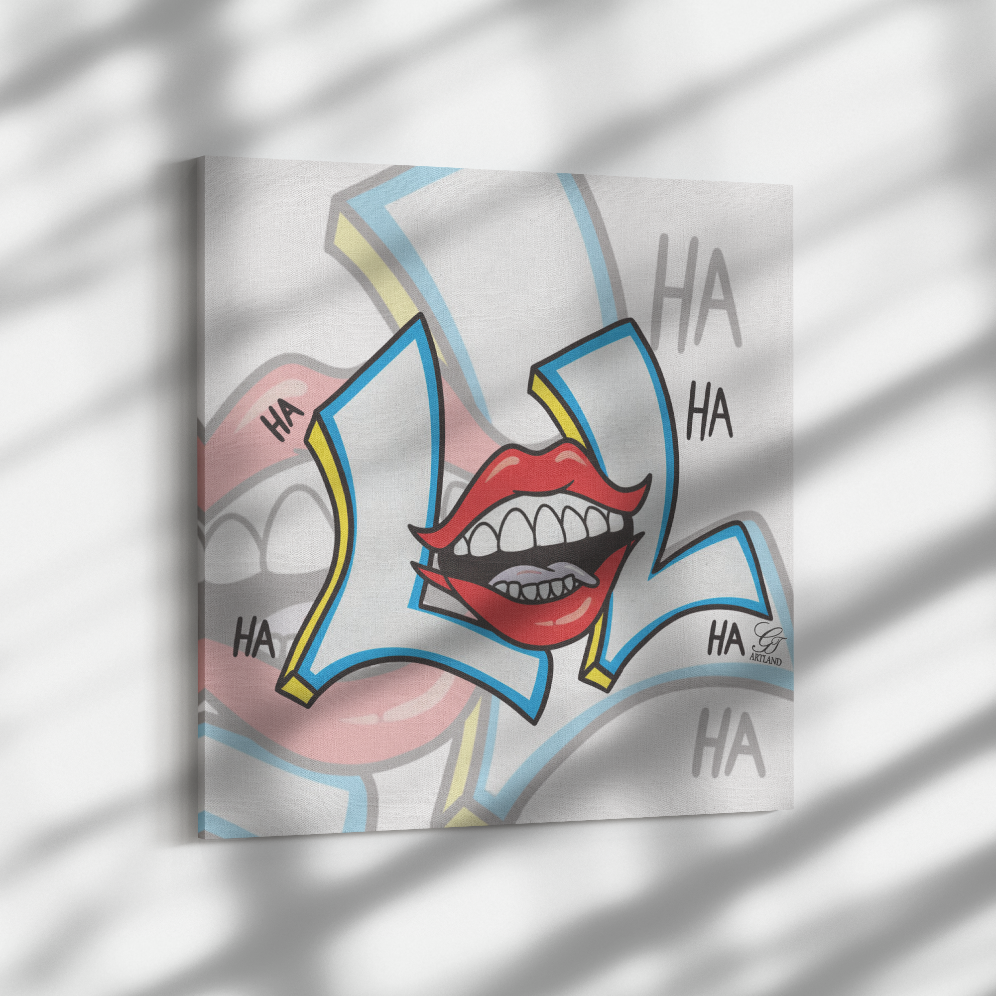 LOL HA HA Red Lipstick Laugh Classic Square Canvas Wrap by GT Artland