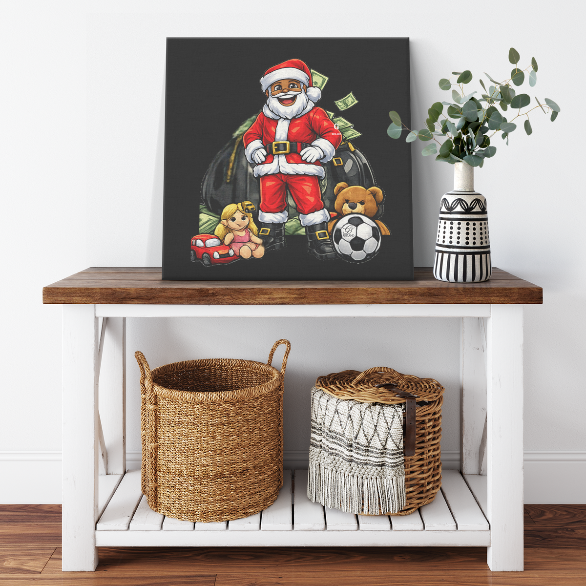 Black Onyx Ballin Santa Big Bagz Designer Twist Canvas Wrap by GT Artland