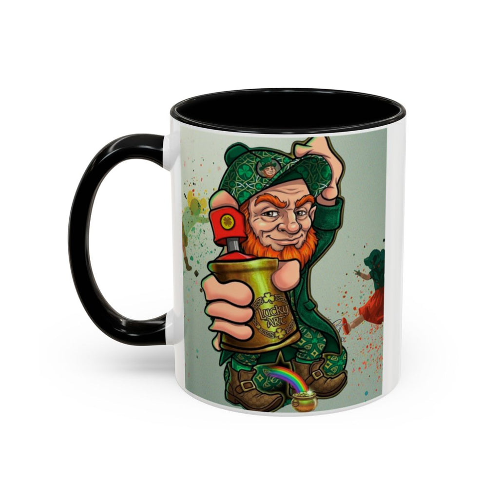 Leprechaun Spray Can Lucky Art Accent Coffee Mug (11, 15oz) by GT Artland