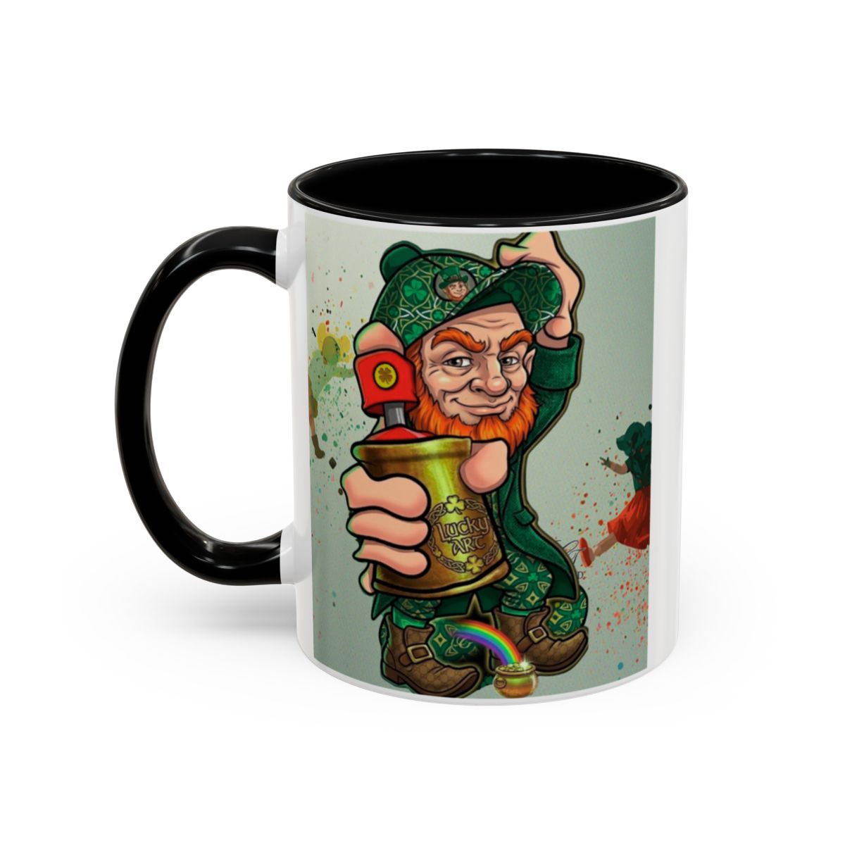 Leprechaun Spray Can Lucky Art Accent Coffee Mug (11, 15oz) by GT Artland