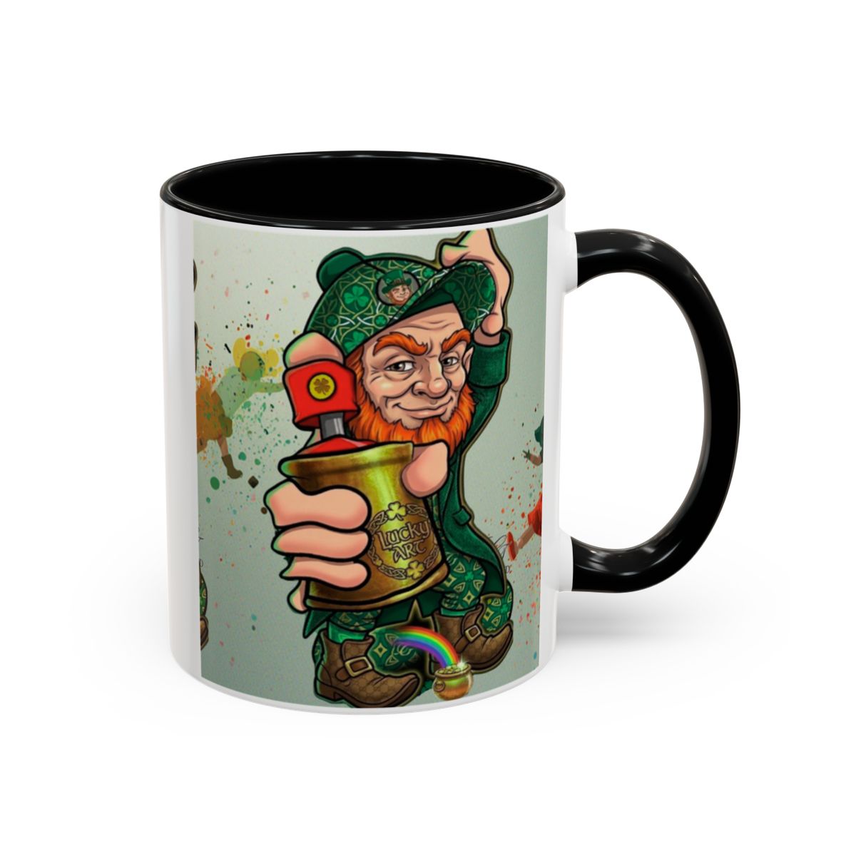 Leprechaun Spray Can Lucky Art Accent Coffee Mug (11, 15oz) by GT Artland