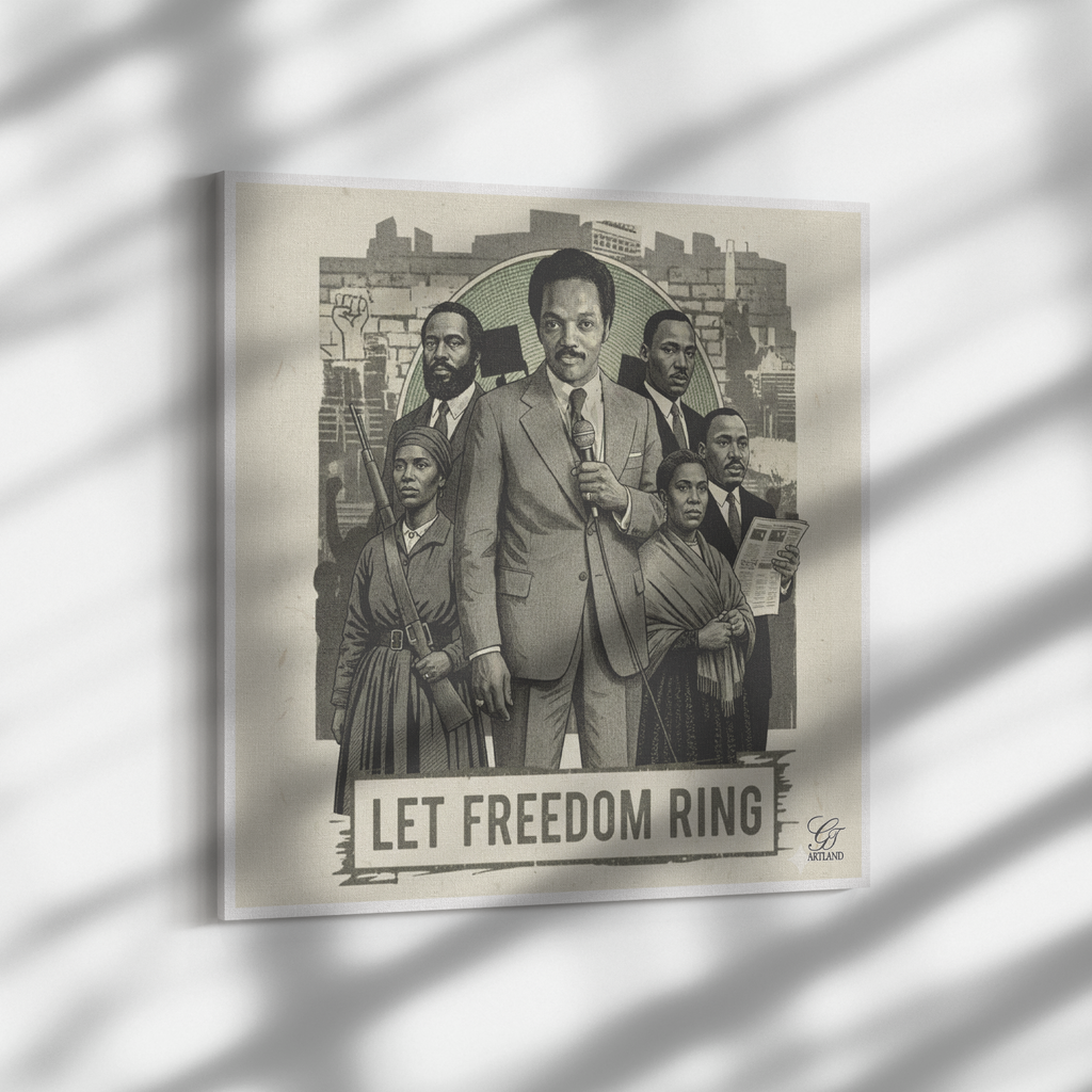 Let Freedom Ring Jesse Jackson Designer Historical Legacy Canvas Wrap by GT Artland