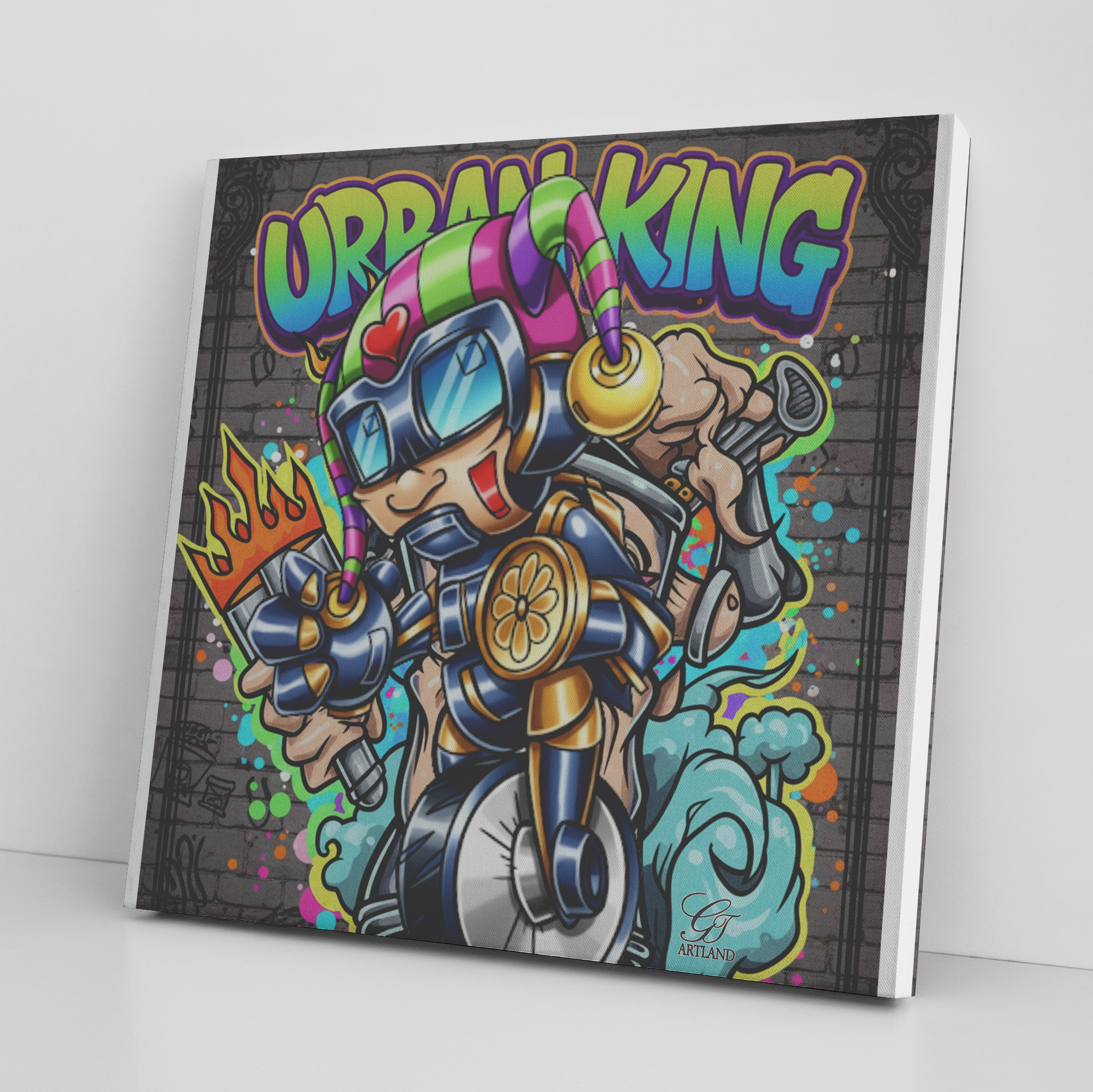 Urban King Electric Robot NYC Swag Square Canvas Wrap by GT Artland