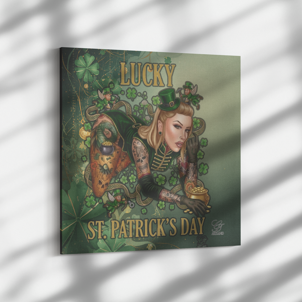 Lucky St. Patrick's Day Sexy Vixen Irish Model Canvas Wrap by GT Artland