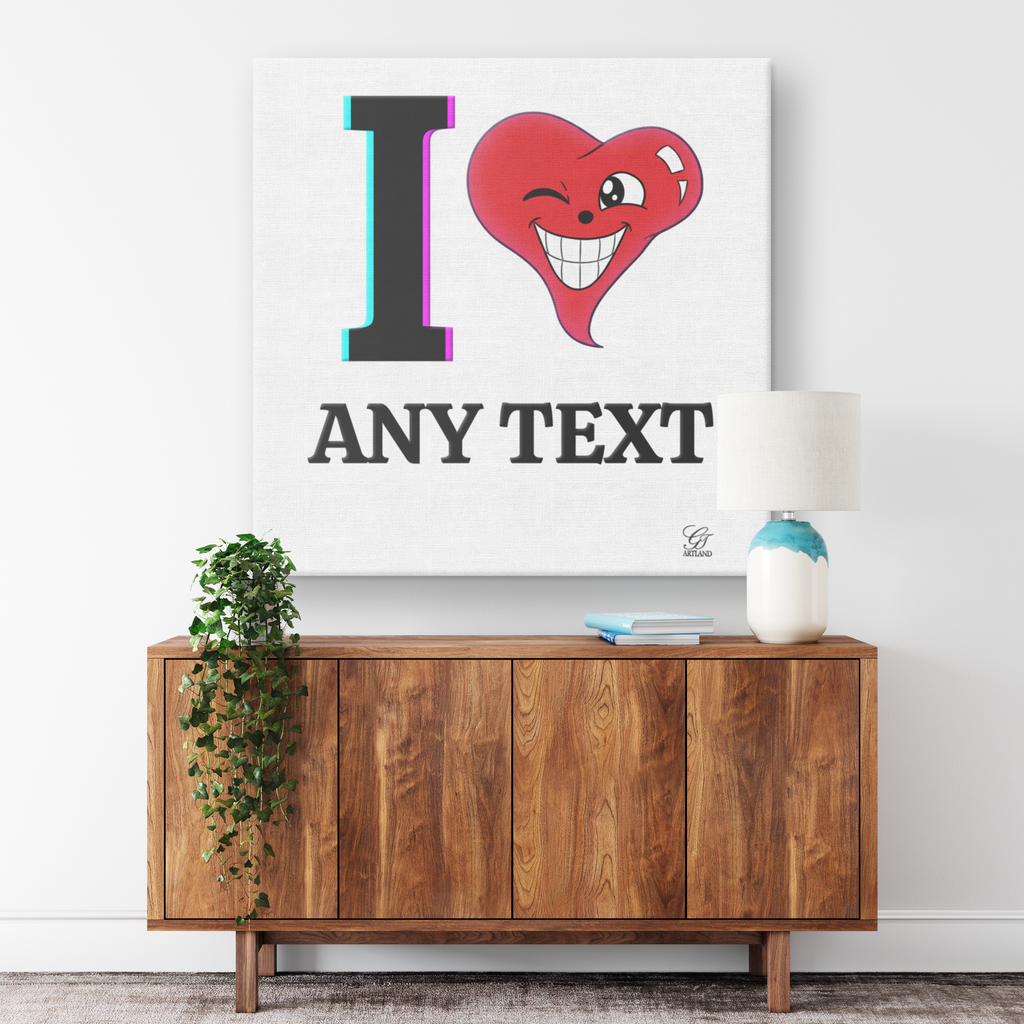 I Heart "Personalization"  Square Canvas Wrap by GT Artland
