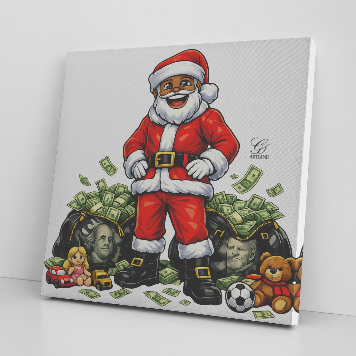 Ballin Santa XMAS Lucky Designer Canvas Wrap by GT Artland