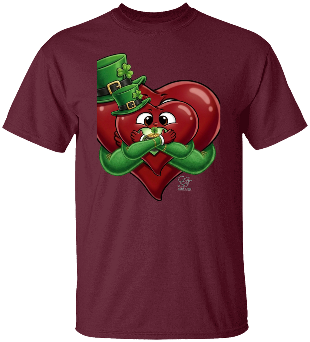 Leprechaun Lovey Heart holding Pot of Gold Lucky Edition Unisex Heavy Cotton Tee by GT Artland