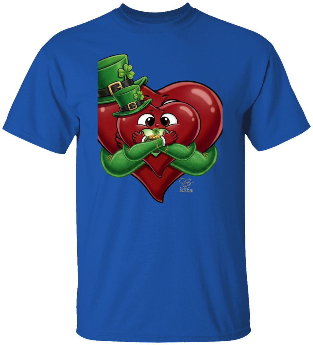Leprechaun Lovey Heart holding Pot of Gold Lucky Edition Unisex Heavy Cotton Tee by GT Artland