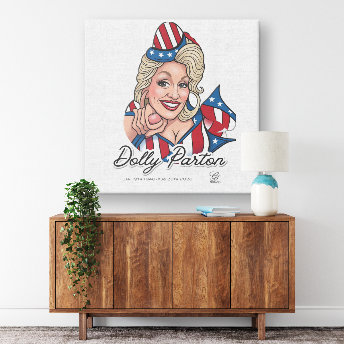 Dolly Parton Tribute Drawing Designer Canvas Wrap by GT Artland