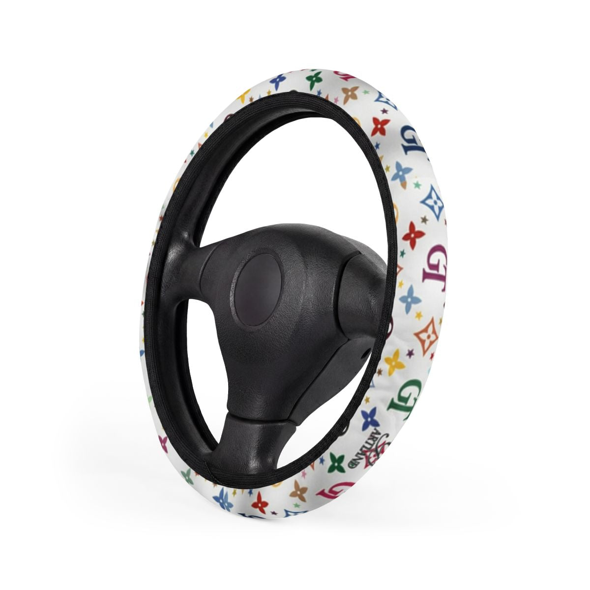 Designer GT Rainbow Monogram Car Steering Wheel Cover by GT Artland