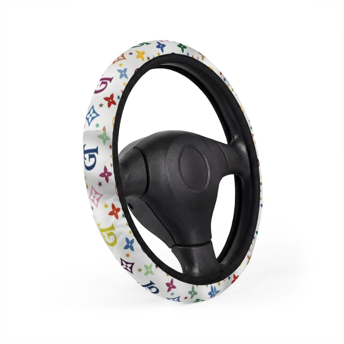 Designer GT Rainbow Monogram Car Steering Wheel Cover by GT Artland