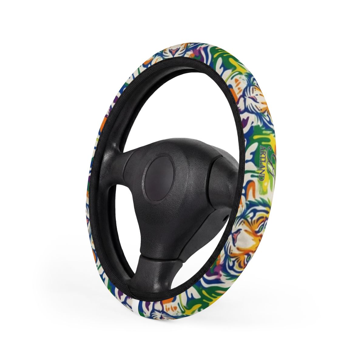 Tiger Rainbow Jungle Twist Furious Cute Designer Car Steering Wheel Cover by GT Artland