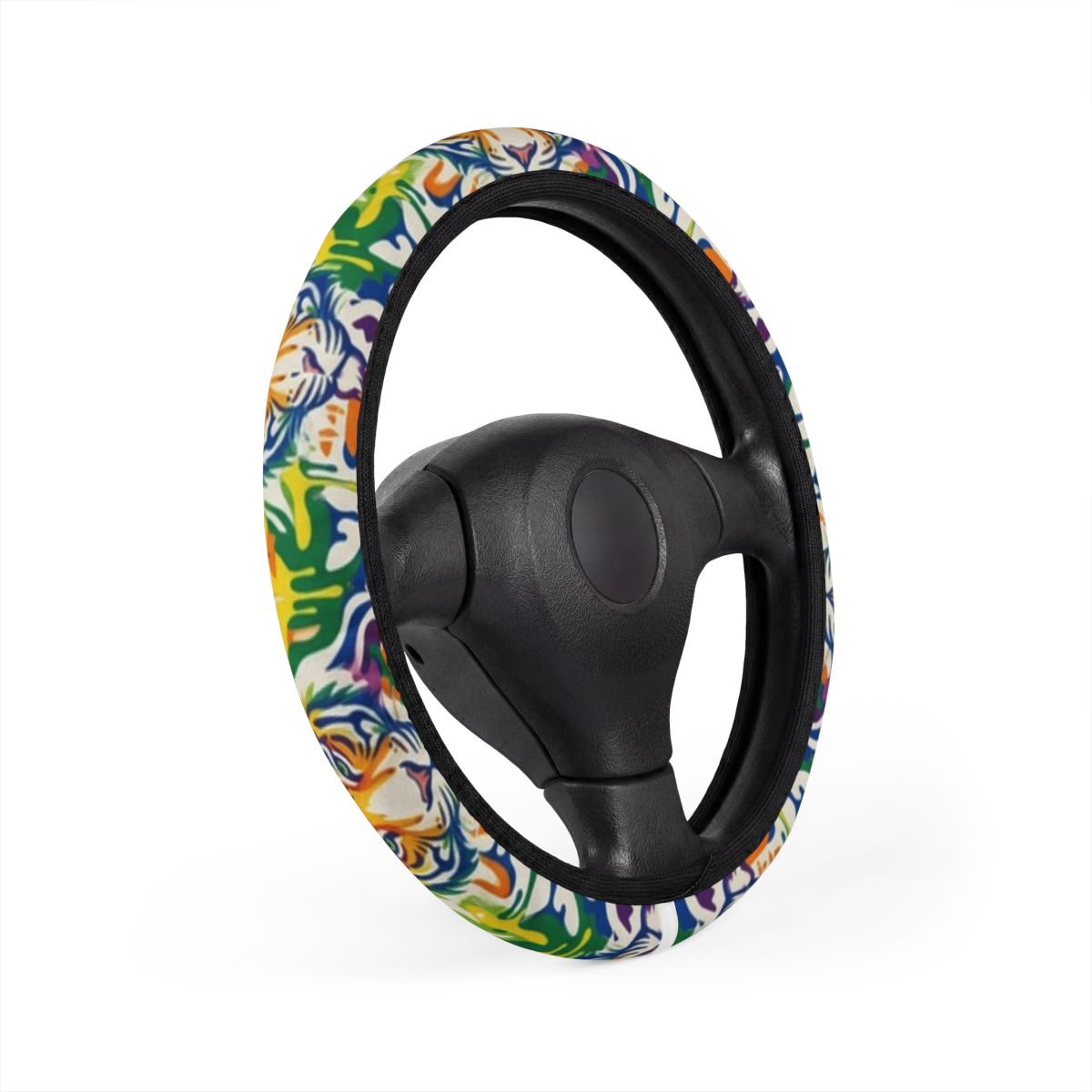Tiger Rainbow Jungle Twist Furious Cute Designer Car Steering Wheel Cover by GT Artland
