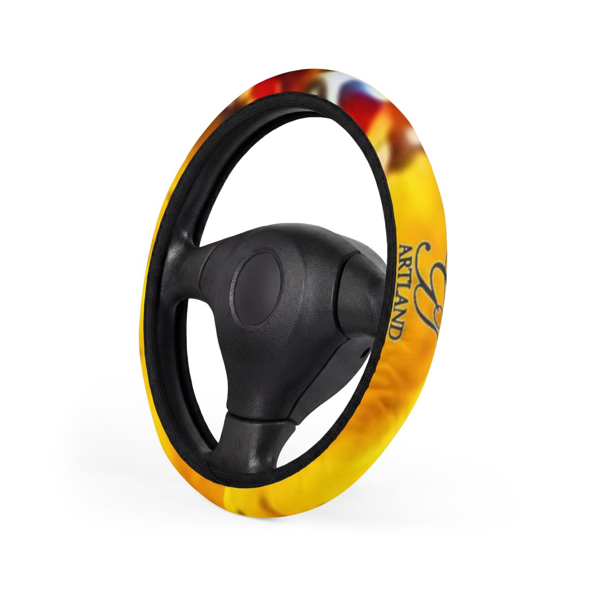 Spain Sun Yellow Designer Car Steering Wheel Cover by GT Artland