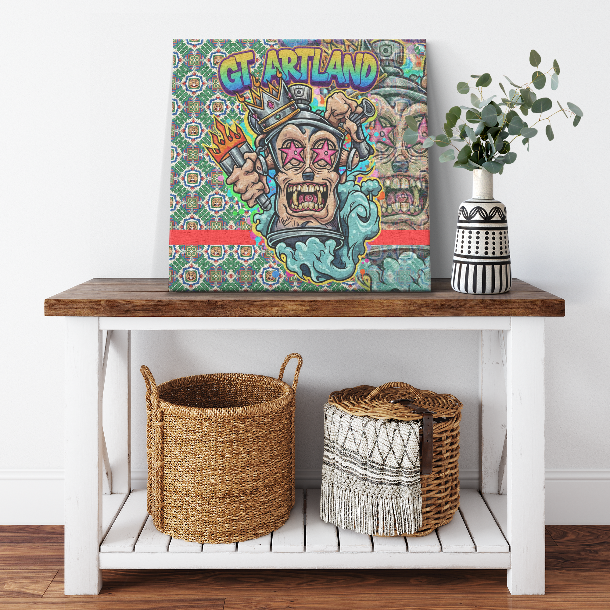King Spray Can GT Designer Halogram Red Label Edition Square Canvas Wrap by GT Artland