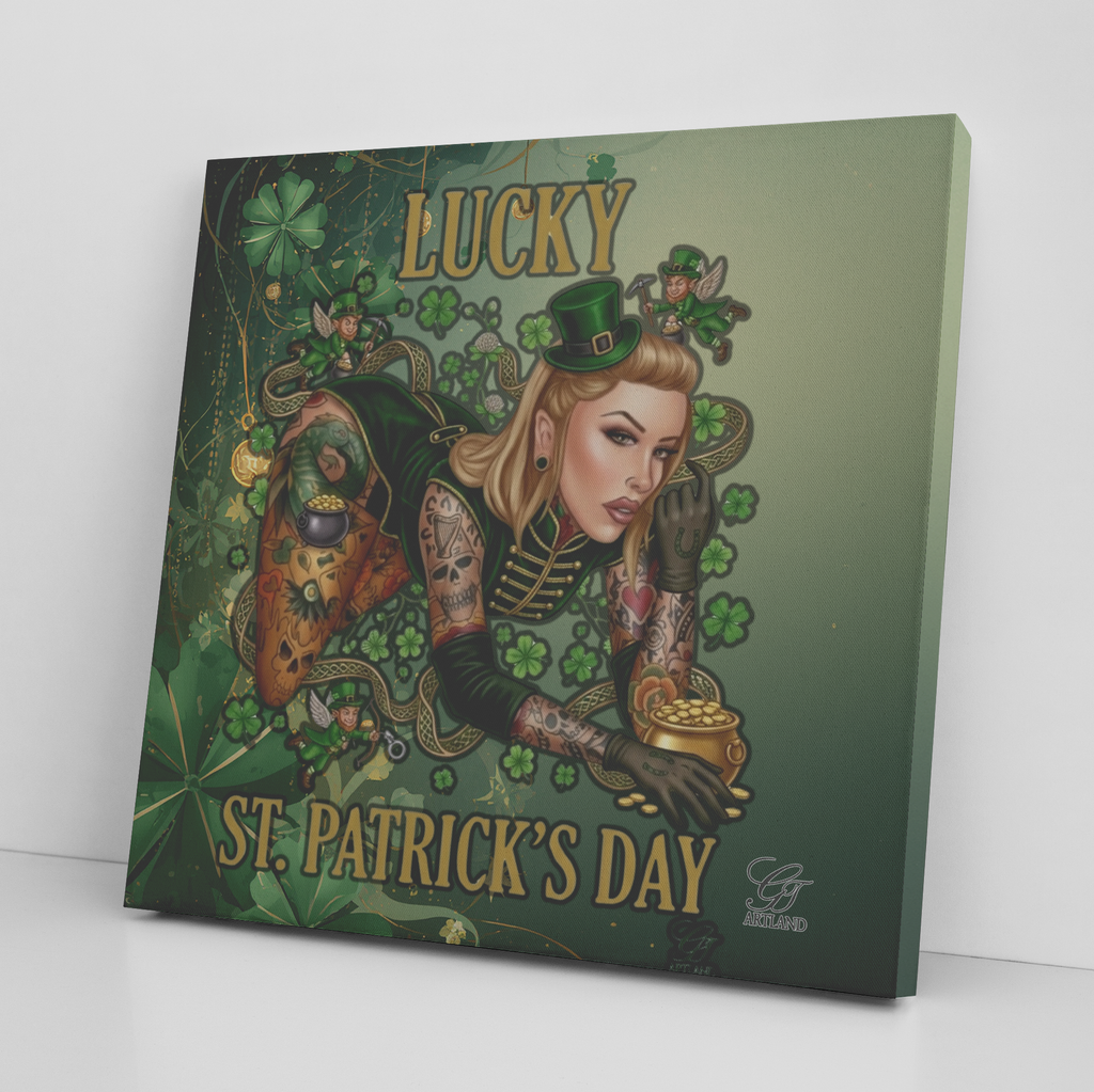 Lucky St. Patrick's Day Sexy Vixen Irish Model Canvas Wrap by GT Artland