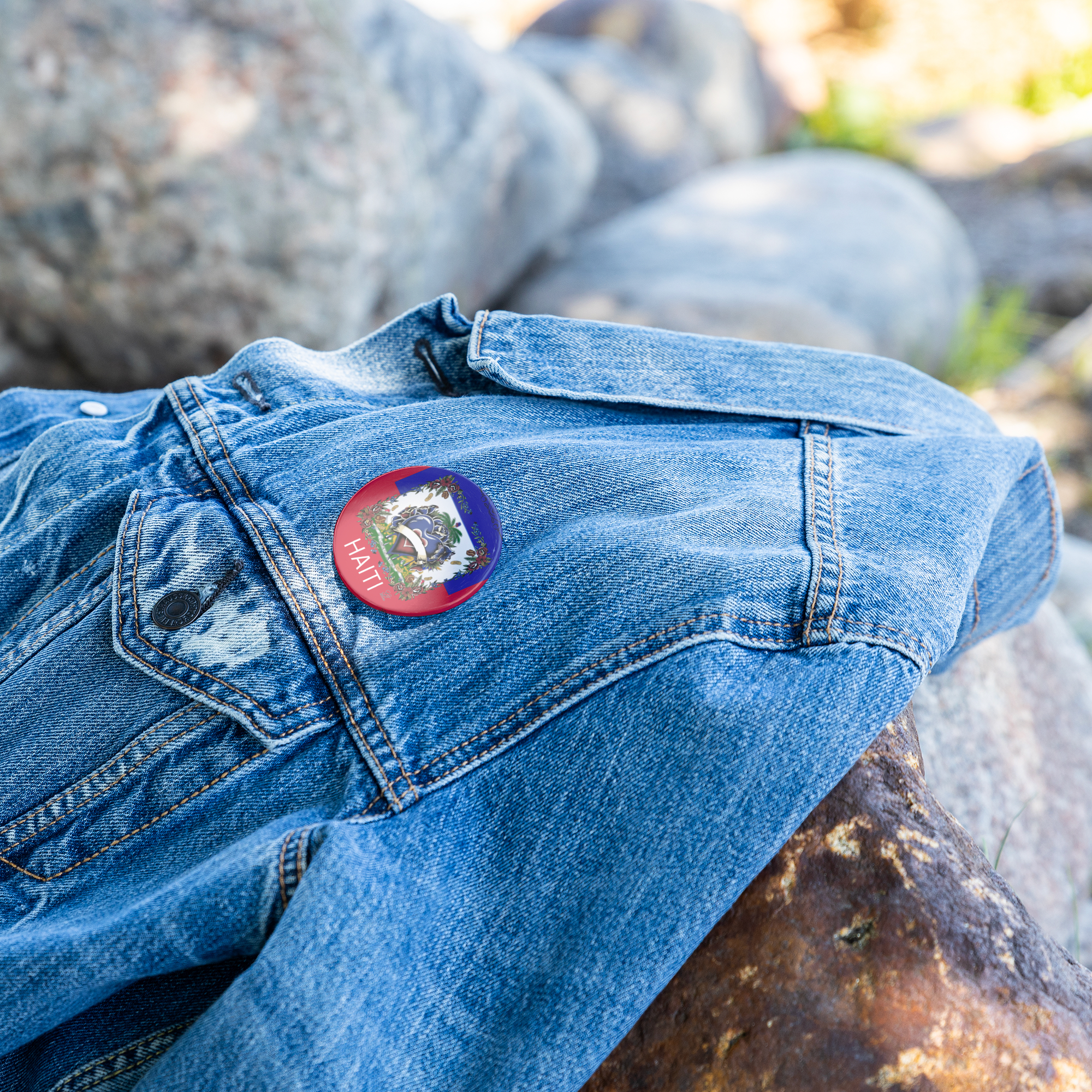 Haitian Pride Designer Button Pin by GT Artland