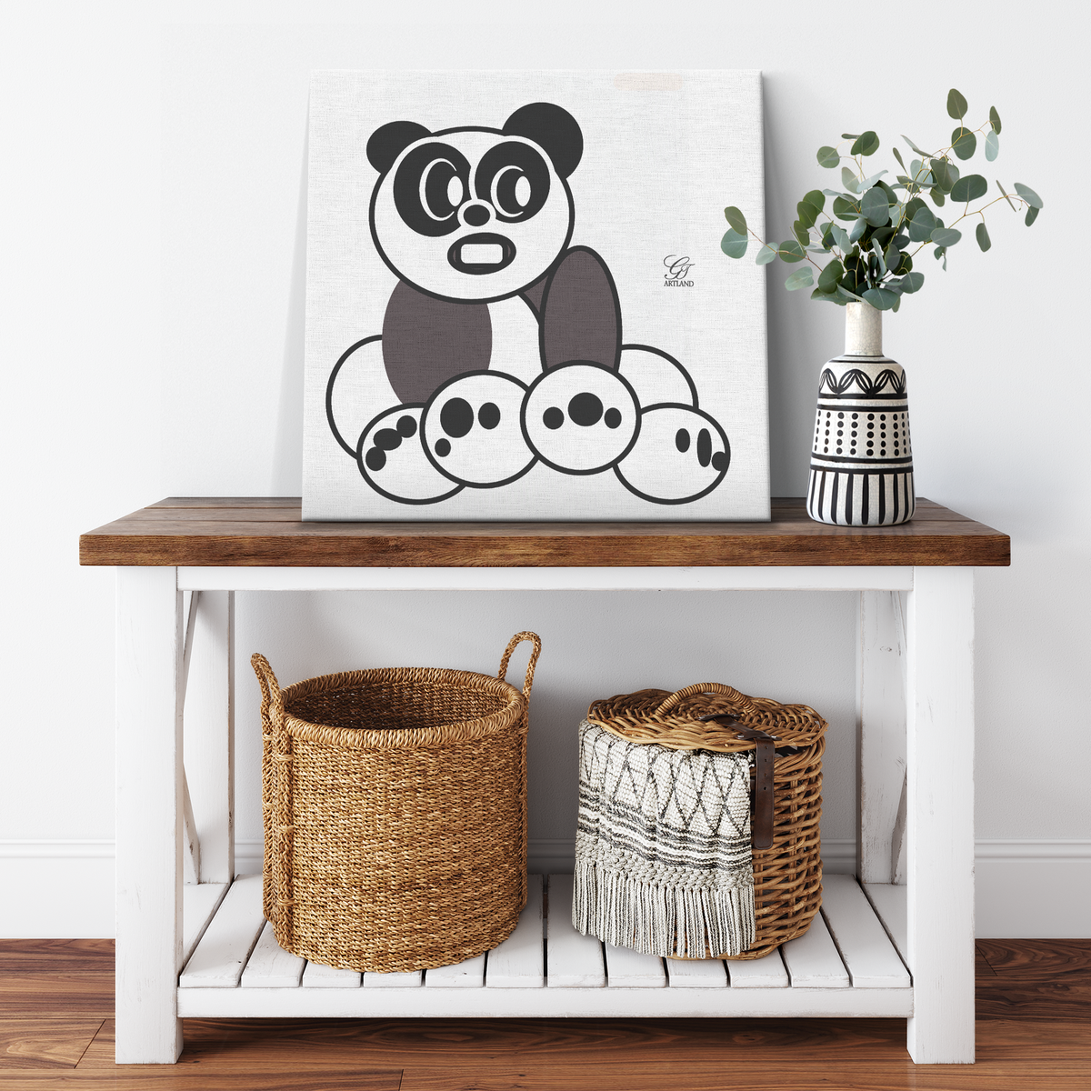 Panda Circle Abstract Designer Twist Canvas Wrap by GT Artland