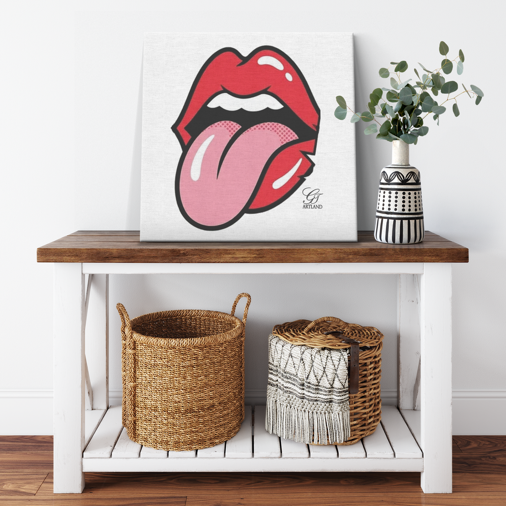 Red Lipstick Licky Designer Canvas Wrap by GT Artland