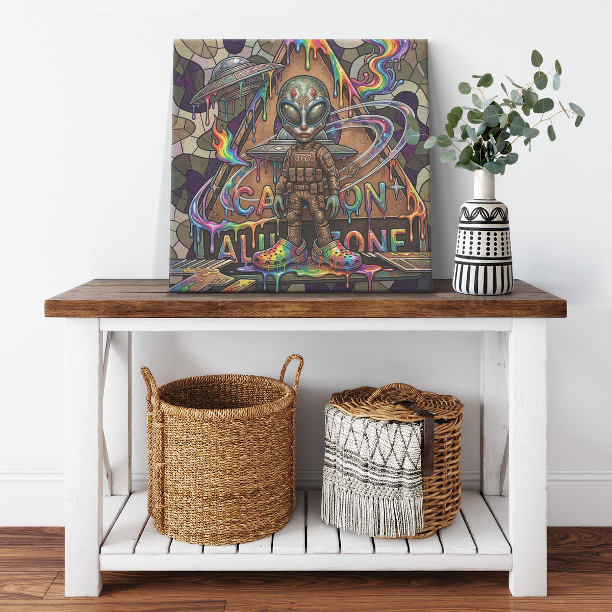 Futuristic 2050 UFO Designer Alien Zone Area 201 Canvas Wrap by GT Artland