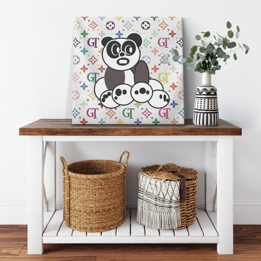 Panda Rainbow Lux Monogram Designer Canvas Wrap by GT Artland