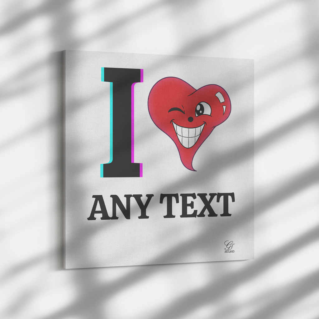 I Heart "Personalization"  Square Canvas Wrap by GT Artland
