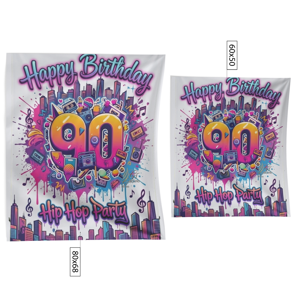 90s Happy Birthday Airbrush Designer Colorful Fun Backdrop Tapestry by GT Artland