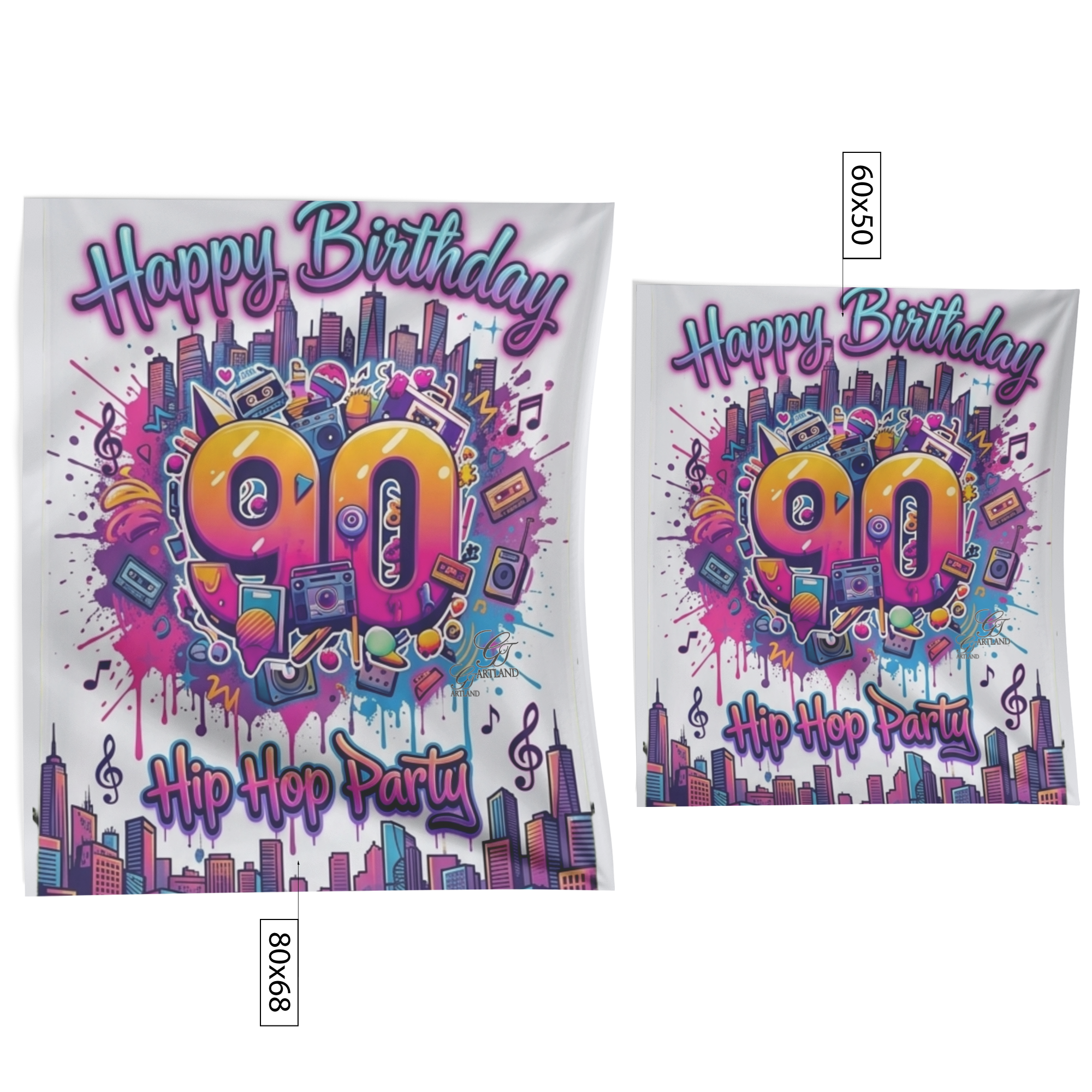 90s Happy Birthday Airbrush Designer Colorful Fun Backdrop Tapestry by GT Artland