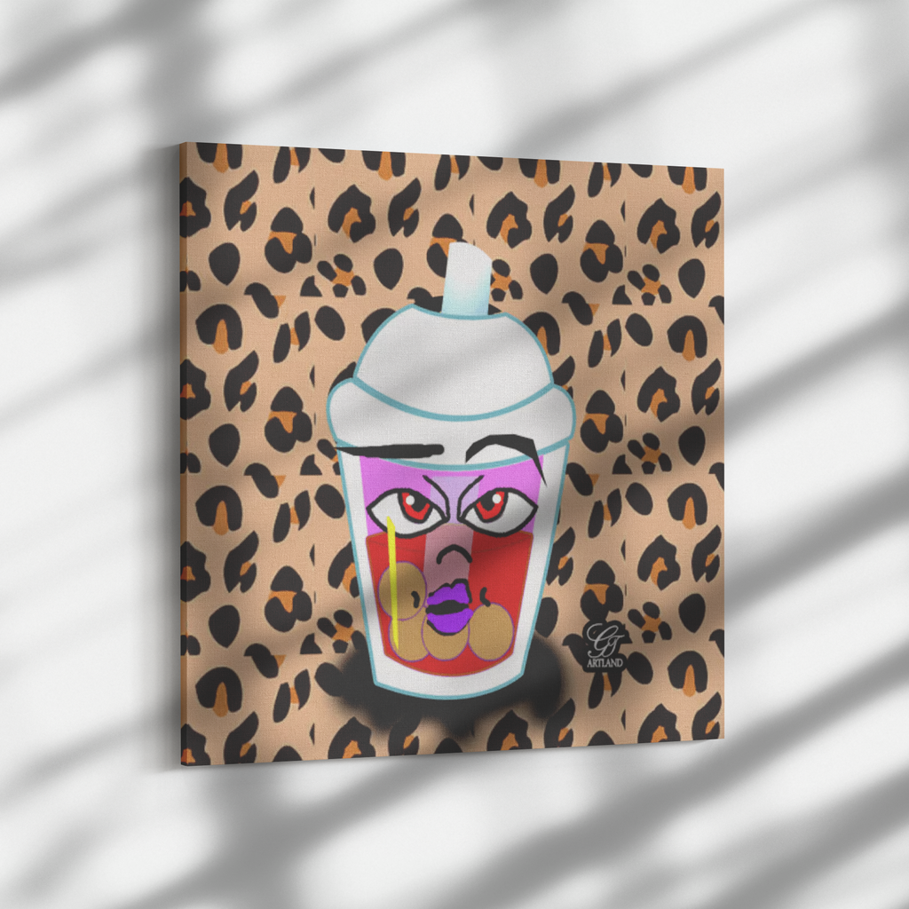 Bubble Tea Gt #10 Square Canvas Wrap by GT Artland (40 x 40 includes NFT Crypto Asset from Collection)