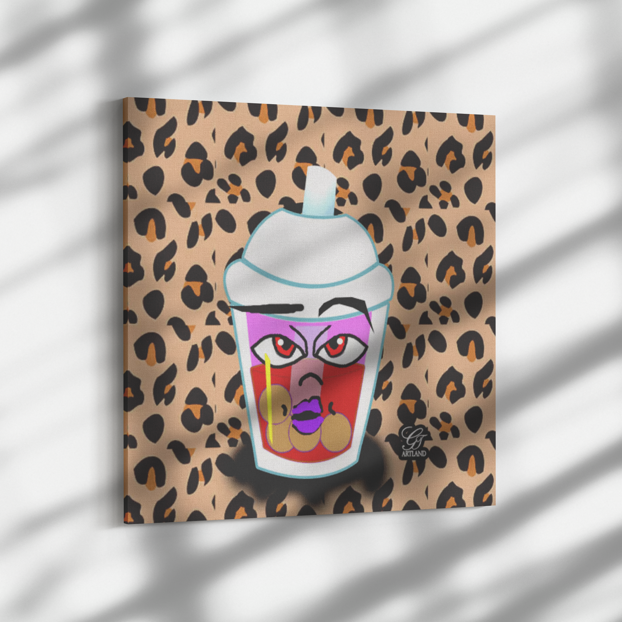 Bubble Tea Gt #10 Square Canvas Wrap by GT Artland (40 x 40 includes NFT Crypto Asset from Collection)