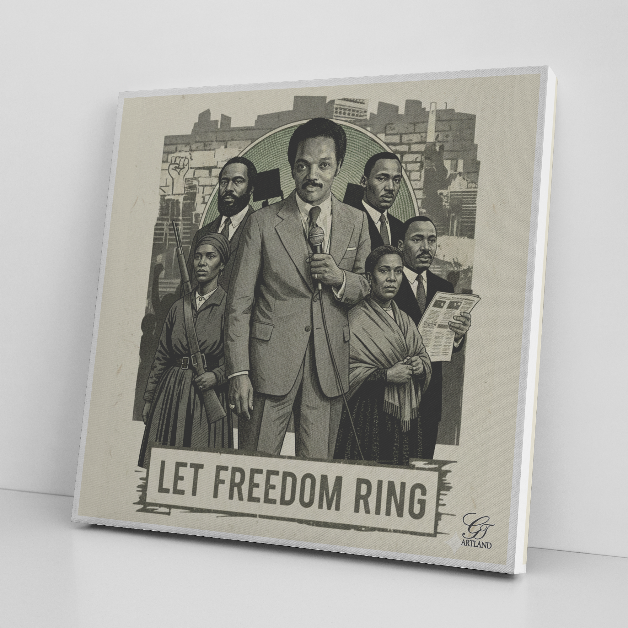 Let Freedom Ring Jesse Jackson Designer Historical Legacy Canvas Wrap by GT Artland