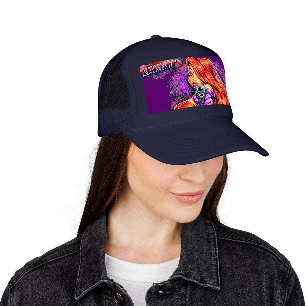 Vixen Rabbit Gun Toting Designer Foam Trucker Hat by GT Artland