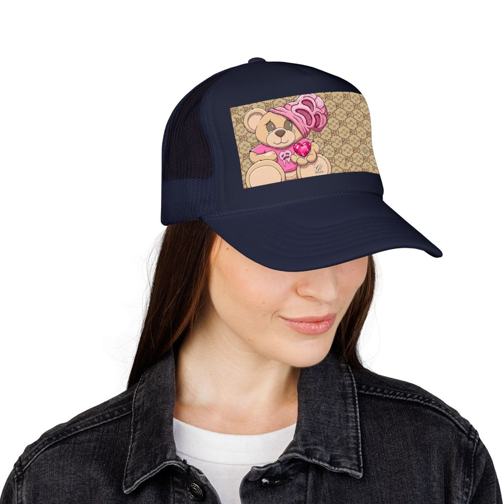 Pink Swag Goon Bear Foam Trucker Hat by GT Artland