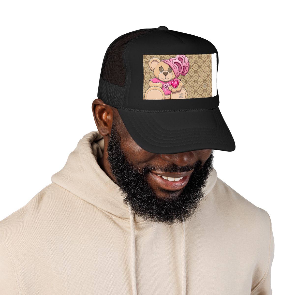 Pink Swag Goon Bear Foam Trucker Hat by GT Artland